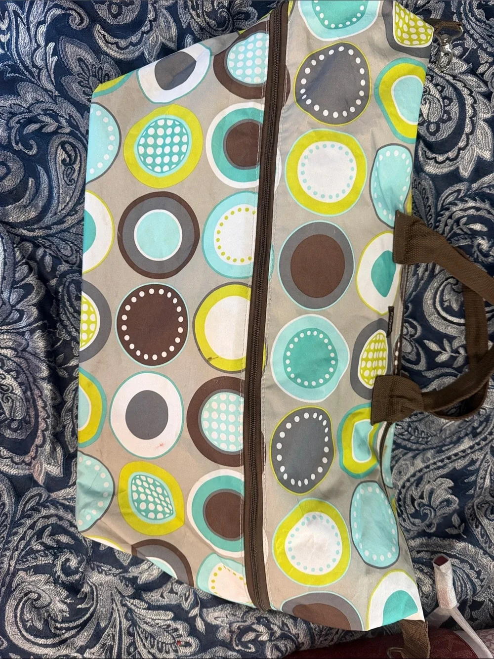 thirty-one Aqua, Lime & Brown Polka Dot Tote
